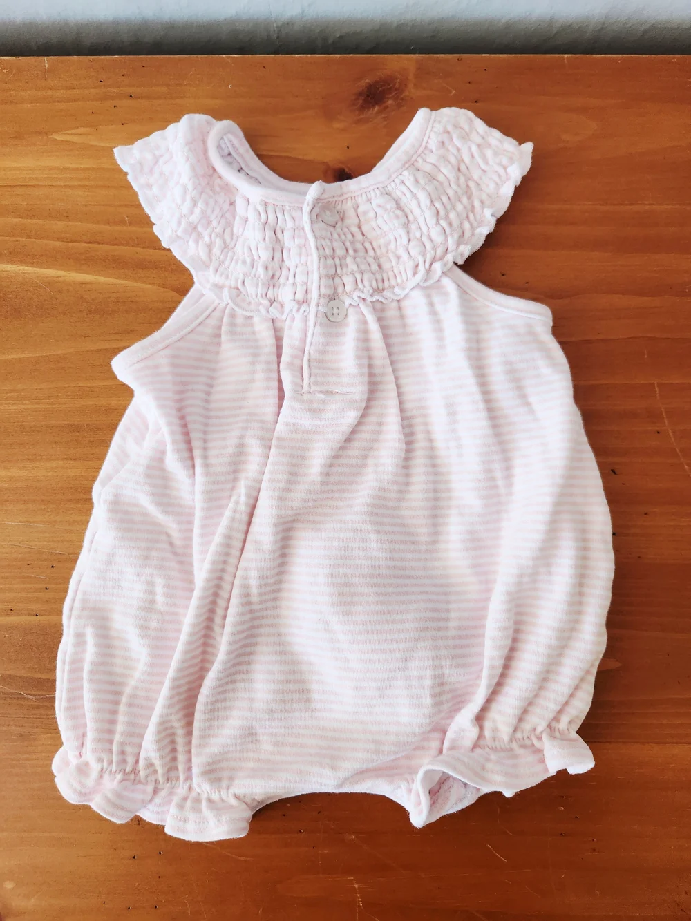 Mud Pie 3-6 Month Pink Chicken Embrodered Appliqué Romper with Smocked Neck